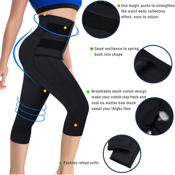 Capris High Waist Tummy Control Sweat Thighs for Weight Loss - Picture 2 of 6